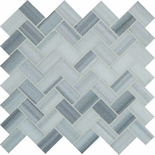 Msi Bergamo Herringbone SAMPLE Polished Marble Mesh-Mounted Mosaic Tile ZOR-MD-0432-SAM